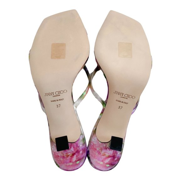 Jimmy Choo Multi Silk Maelie 70 Mule Sandals - Picture 8 of 9